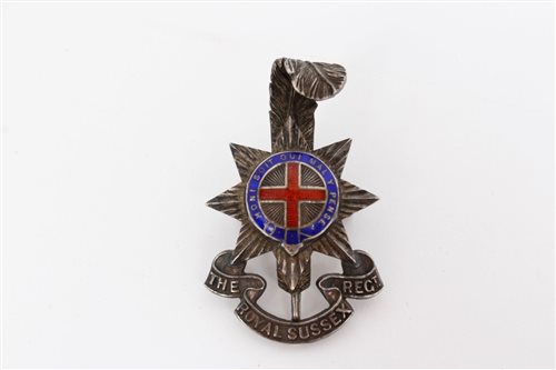 Lot 616 - Silverer and enamel Royal Sussex Regiment...