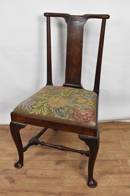 Lot 1411 - George I oak side chair, and a walnut side chair of similar period