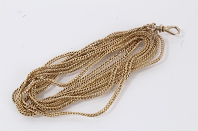 Lot 707 - Victorian yellow metal long guard chain