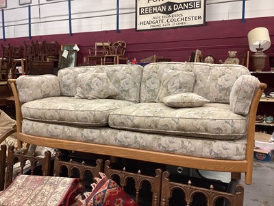 Lot 1264 - Good quality Ercol Renaissance low back two seater settee, together with a matching armchair and a footstool (3)