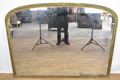 Lot 1479 - Very large Victorian gilt arched overmantel mirror, 192 x 149cm