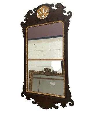 Lot 1420 - George II mahogany fretwork wall mirror