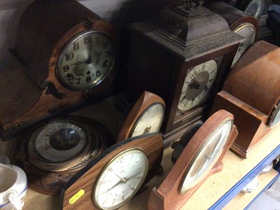 Lot 66 - Two large slate mantel clocks, together with a group of other mantel clocks