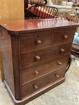 Lot 1270 - Victorian mahogany chest of two short and three long graduated drawers, 110cm wide, 54cm deep, 114cm high