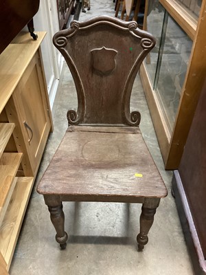 Lot 1271 - Pair of Victorian oak hall chairs