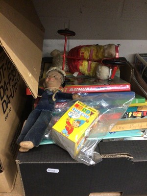 Lot 70 - Collection of toys and annuals, including boxed model vehicles, Noddy egg cup, etc