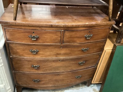 Lot 1275 - 19th century mahogany bow front chest of two short and three long graduated drawers, 101cm wide, 50cm deep, 102cm high