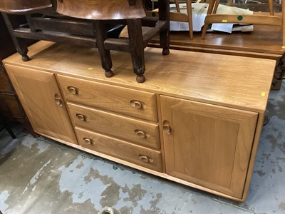 Lot 1278 - Ercol sideboard with three central drawers flanked by cupboards, 156cm wide, 43.5cm deep, 68.5cm high