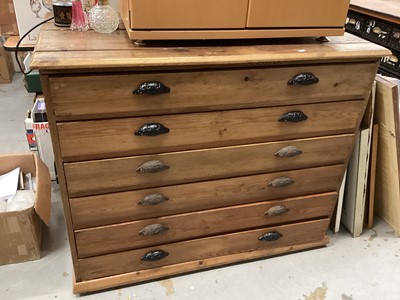 Lot 1284 - Old pine plan chest with six drawers, 111cm wide, 63.5cm deep, 90.5cm high