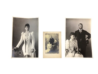 Lot 46 - T.R.H. Prince George and Princess Mary The Duke and Duchess of York (later King George V and Queen Mary ) three portrait photographs taken at Osborn during their honeymoon in 1893 including one wi...