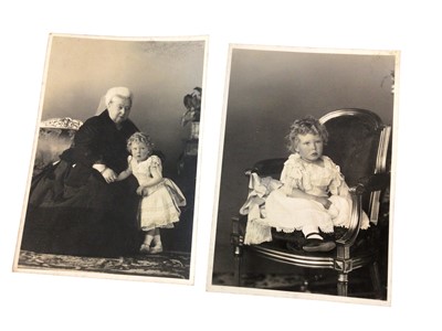Lot 53 - H.R.H. Prince Edward Of York (later H.M. King Edward VIII and Duke of Windsor) fine portrait photograph of the infant Prince with his Great Grandmother Queen Victoria and seven others of him growi...
