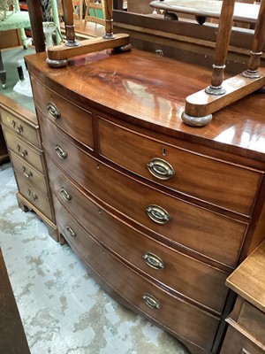 Lot 1307 - 19th century mahogany bowfront chest of two short and three long graduated drawers, 105cm wide, 51.5cm deep, 105.5cm high