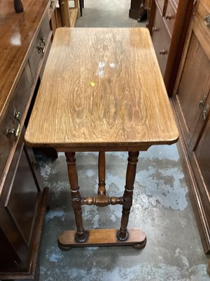 Lot 1308 - Victorian rosewood stretcher table with turned supports, 69cm wide, 40cm deep, 70.5cm high