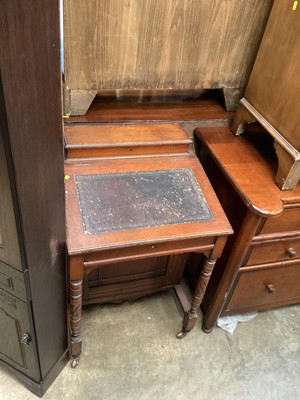 Lot 1316 - Late Victorian walnut Davenport, with leather lined slope, and four side drawers enclosed by panelled door, 56.5cm wide