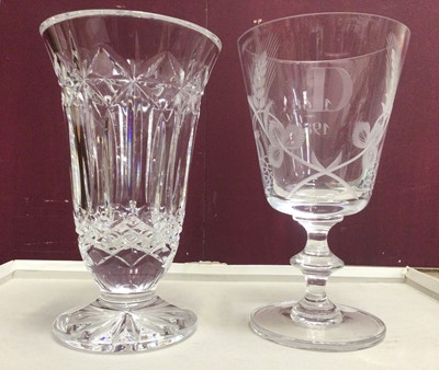 Lot 423 - Waterford crystal cut glass vase and an antique style Royal Brierley etched glass (2)