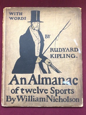Lot 425 - An Almanac of Twelve Sports by William Nicholson with words by Rudyard Kipling, published by William Heinemann, London 1898, comprising of twelve lithograph prints with verse