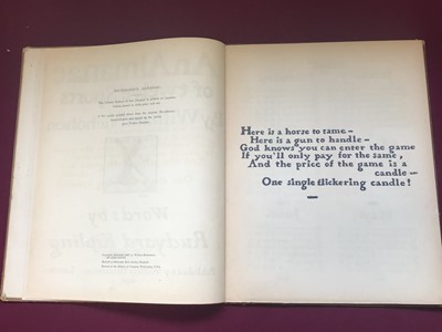 Lot 425 - An Almanac of Twelve Sports by William Nicholson with words by Rudyard Kipling, published by William Heinemann, London 1898, comprising of twelve lithograph prints with verse