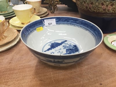 Lot 521 - Early 20th century Chinese blue and white porcelain  bowl with landscape decoration and four character mark 20cm