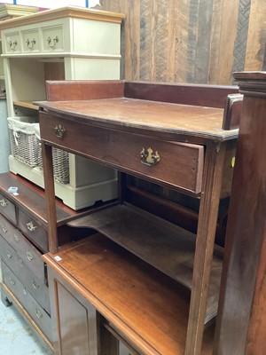 Lot 1330 - Antique mahogany washstand with raised ledge back, single drawer and undertier below, 92cm wide, 56cm deep, 81cm high