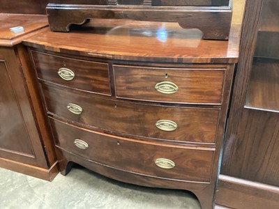 Lot 1331 - 19th century mahogany bowfront chest of two short and two long graduated drawers, 92.5cm wide, 53.5cm deep, 84.5cm high