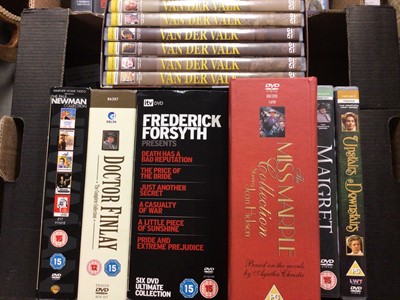 Lot 705 - Boxed sets of DVDs including Frederick Forsyth, Paul Newman, Miss Marple, Van deer Valk plus others and VHS video recordings