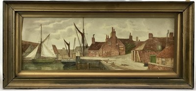 Lot 192 - James Lawson Stewart (1829-1911), framed and glazed watercolour of a boatyard