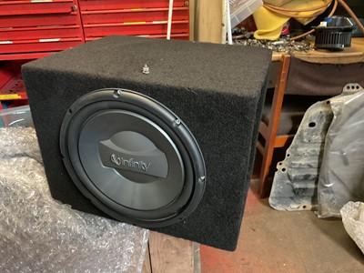 Lot 256 - Infinity Subwoofer in case, believed to be a custom shaped case for a TVR boot.