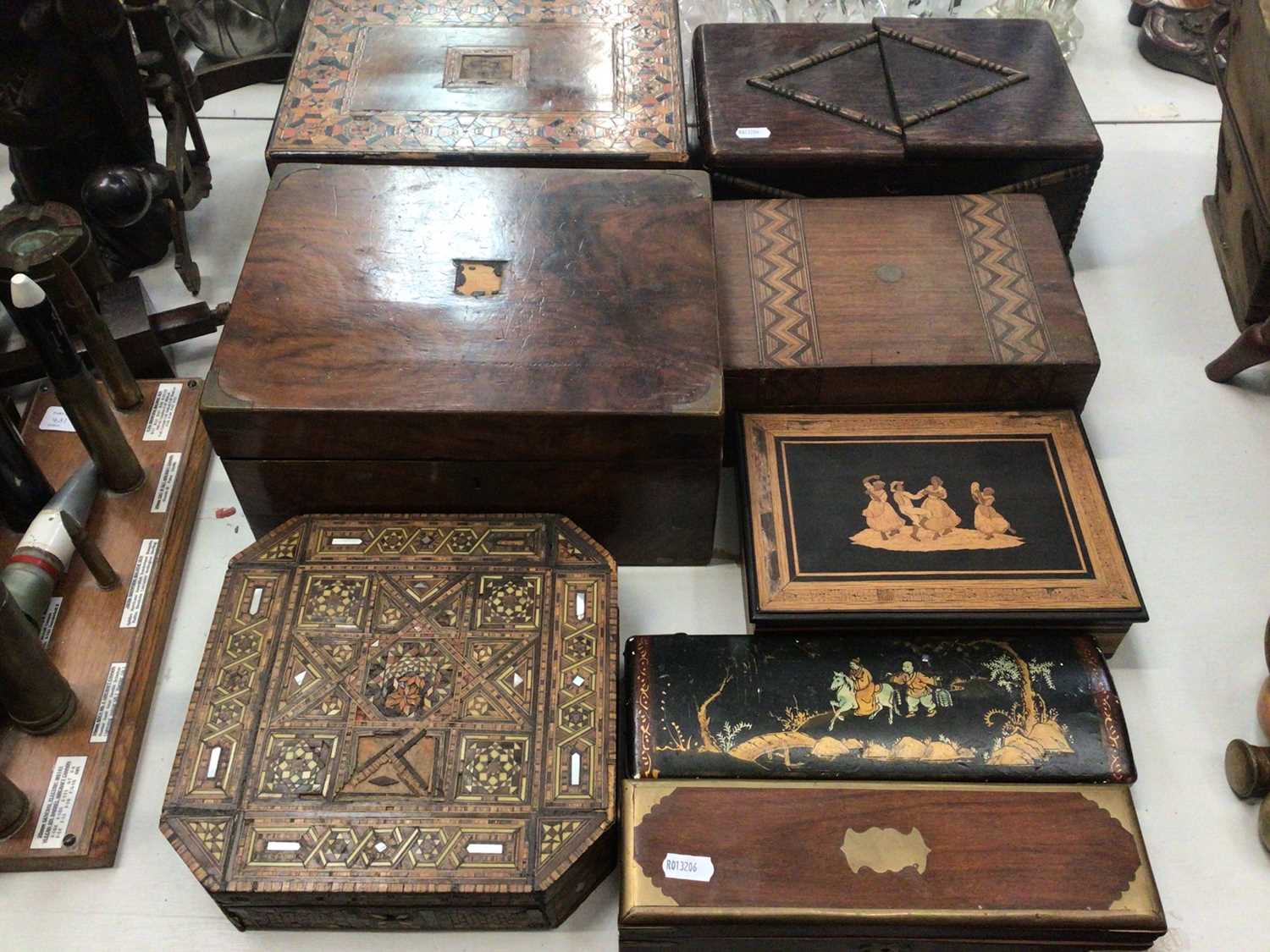 Lot 432 - Selection of eight wooden work boxes,