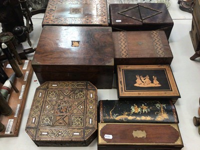 Lot 432 - Selection of eight wooden work boxes, jewellery boxes etc