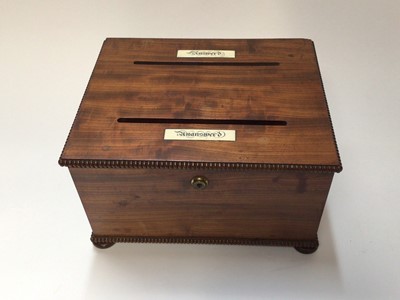 Lot 2423 - Early Victorian mahogany desk top correspondence/letter box with Bramah lock.