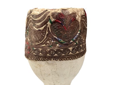 Lot 2157 - Asian Silk and bullion thread prayer cap