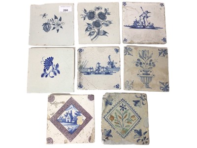 Lot 260 - Group of eight antique delft tiles