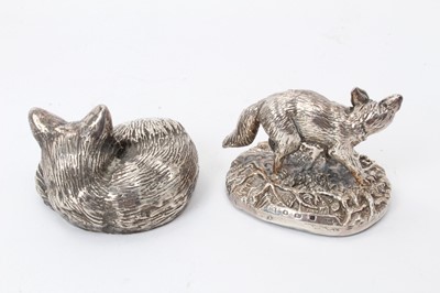 Lot 435 - Two filled silver models of foxes