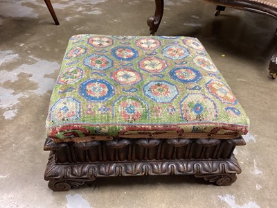 Lot 1347 - Victorian footstool with embroidered top and one other (2)