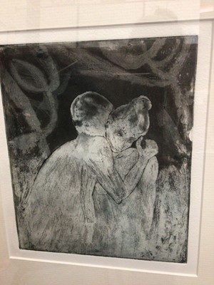 Lot 437 - Five etchings/ prints depicting people and rural scenes, all in glazed frames