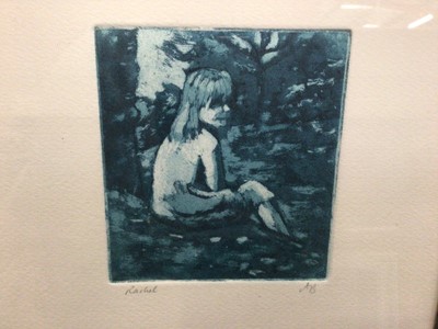 Lot 437 - Five etchings/ prints depicting people and rural scenes, all in glazed frames