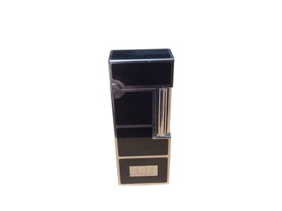 Lot 101 - Dunhill silver plated and black enamel lighter, no. 21135