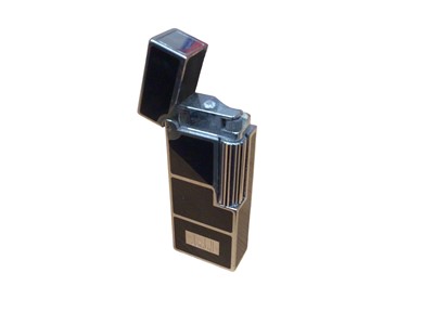 Lot 101 - Dunhill silver plated and black enamel lighter, no. 21135