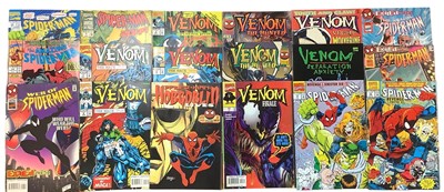 Lot 167 - Group of Marvel comics Venom 1990's. To include Venom lethal protector (1992) issue 1, Venom funeral pyre (1993) issues 1 and 3, Venom the mace (1994) issues 1-3 and others. Also to include the ama...