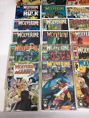 Lot 169 - Collection of Marvel comics Wolverine 1980's and 1990's. A complete run from issues 18 - 30 and others, to include issue 24 and 27, Jim Lee covers and Wolverine battles the Incredible Hulk (1989)....