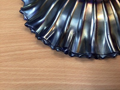Lot 1146 - American electric blue carnival glass dish and two other carnival glass dishes (3)