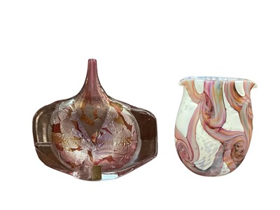 Lot 1148 - Isle of Wight Azurene fish vase, together with another vase (2)