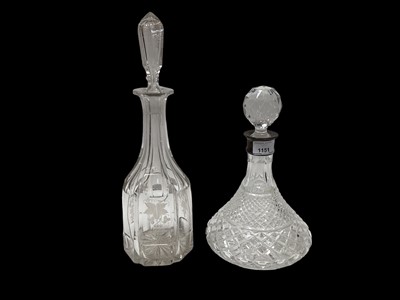 Lot 1151 - Silver mounted glass decanter and another decanter (2)