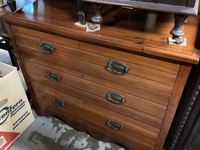 Lot 1359 - Edwardian walnut chest of three long drawers, 91cm wide, 44cm deep, 77cm high