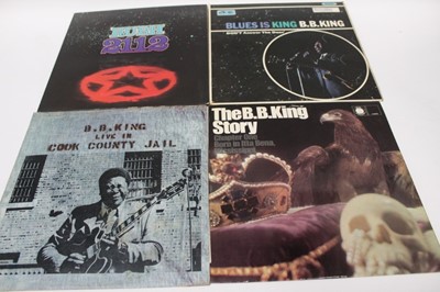 Lot 2233 - Two vintage black cases of LP records including Early Days of Bluegrass compilation, Otis Rush, Flying Burrito Brothers, B. B. King, Robin Trower and Stephen Stills