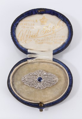 Lot 743 - Art Deco diamond and sapphire plaque brooch