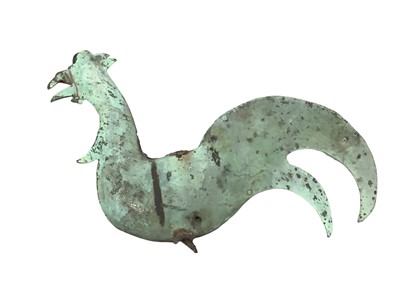 Lot 1533 - Antique copper cockerel weather vane