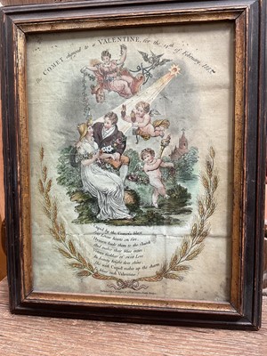 Lot 225 - Regency engraved Valentine, in glazed period frame, total size 33 x 29cm