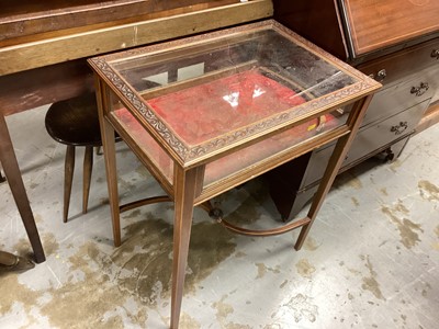 Lot 1366 - Edwardian mahogany bijouterie table with blind fret decoration, 59.5cm wide, 41.5cm deep, 73cm high