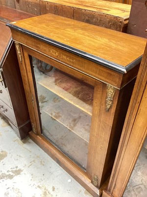 Lot 1368 - Victorian inlaid walnut pier cabinet with gilt metal mounts and shelved interior enclosed by glazed door, 76cm wide, 32.5cm deep, 98cm high